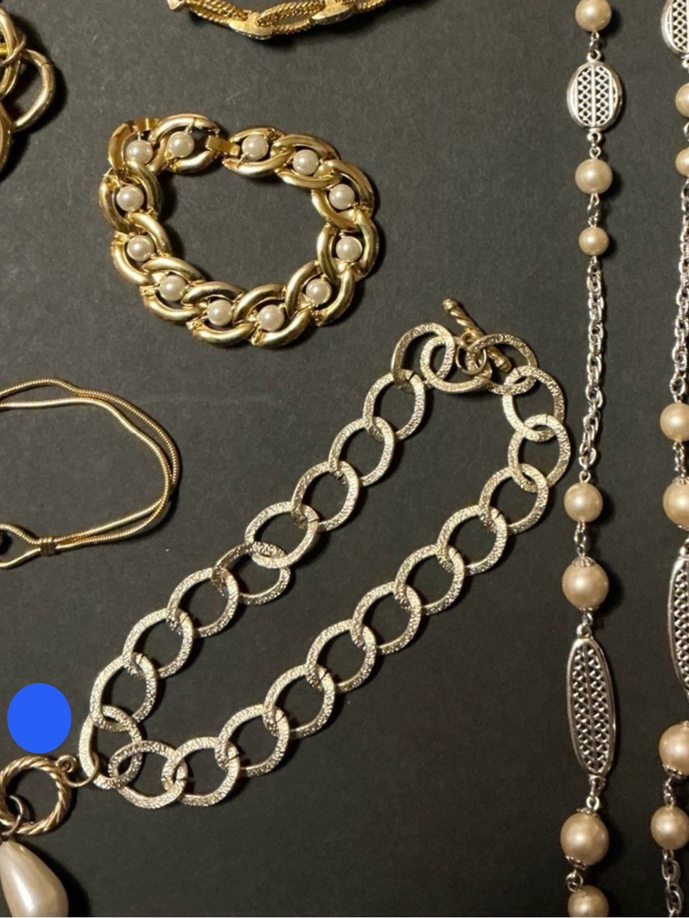 Vintage Gold Tone Statement Chain & Pearl Jewelry Lot Bold Classic